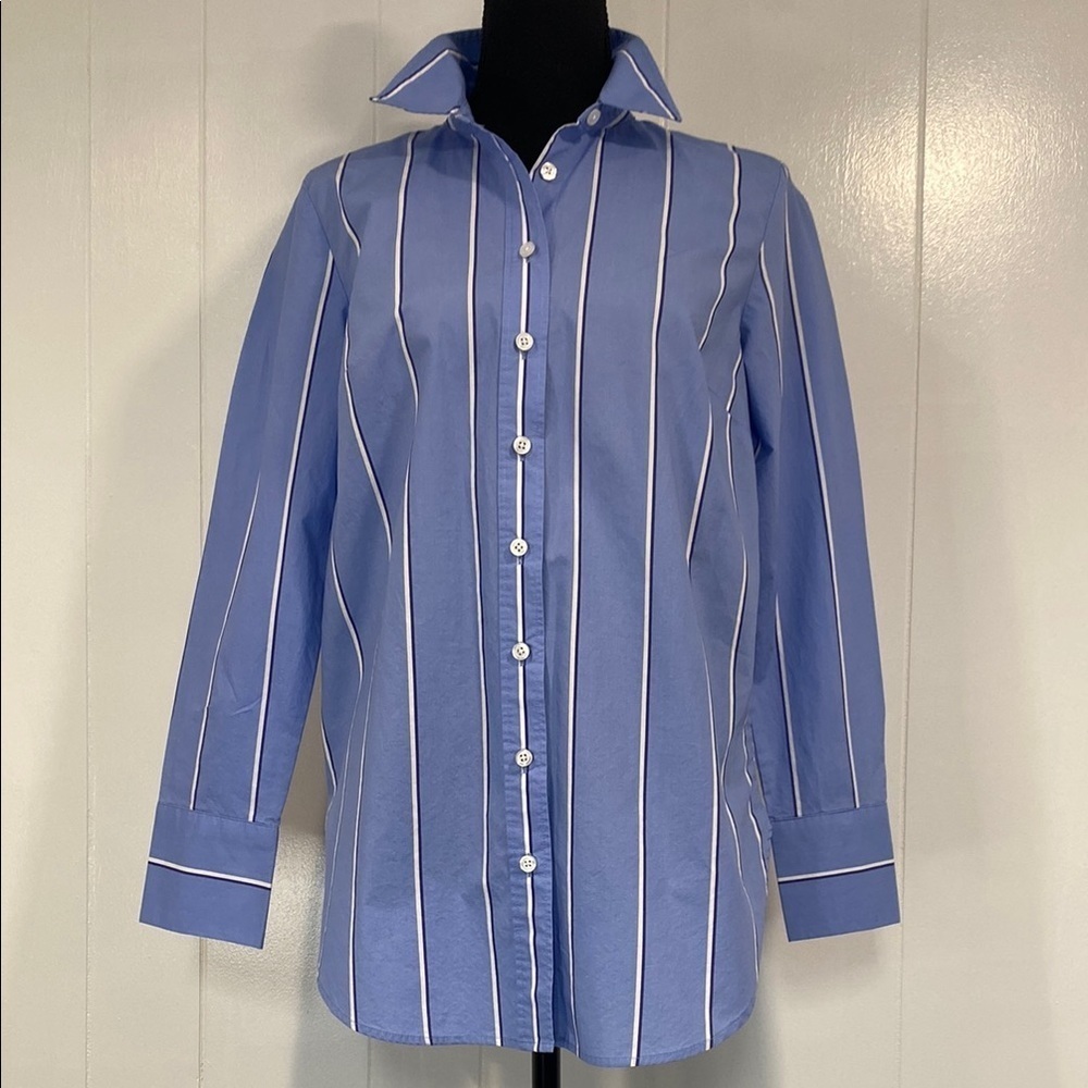 Talbots Shirt | Button Down | Stripe | Prep | 100% Cotton | Blue White | Size XS